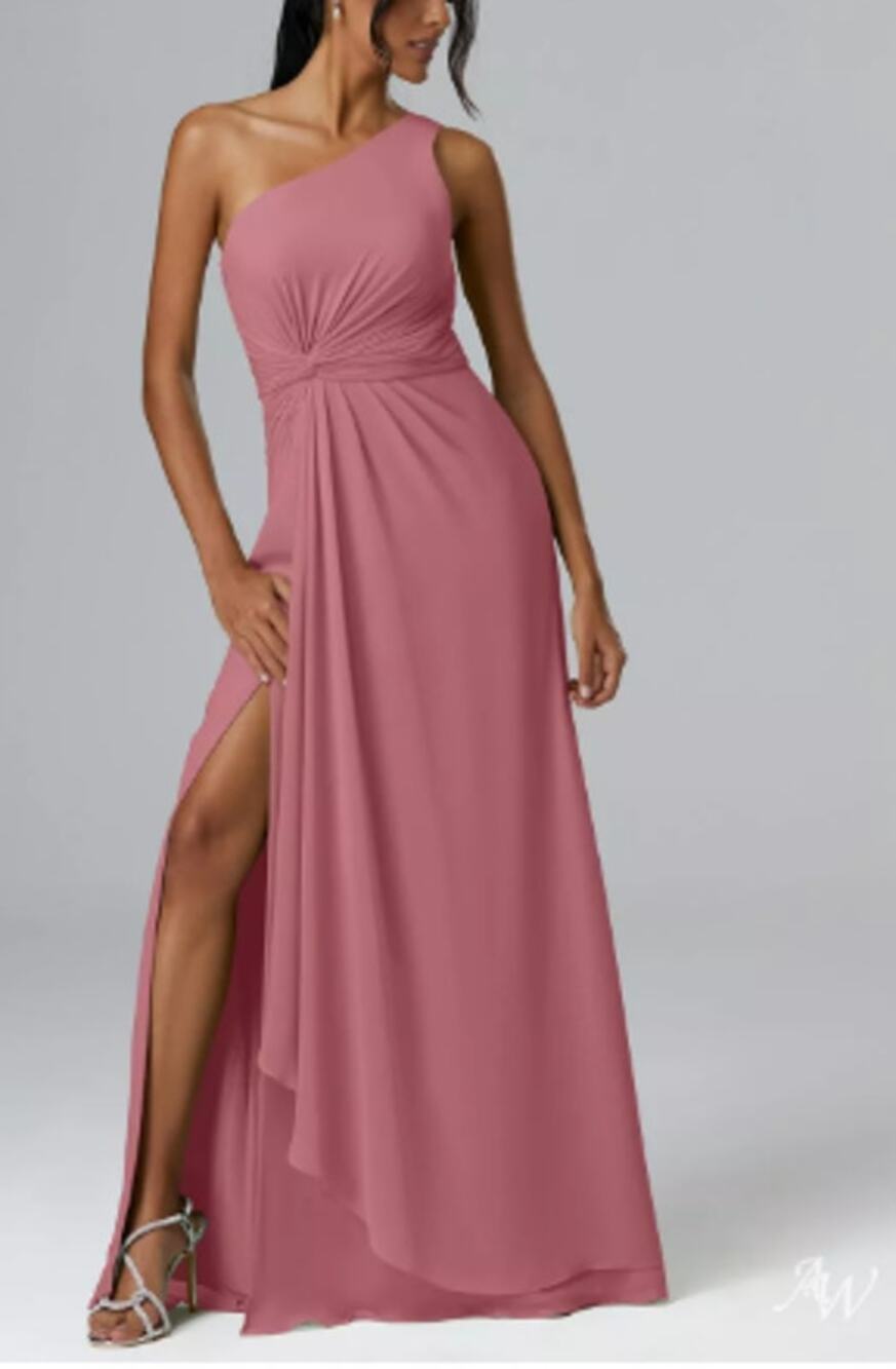 AW BRIDAL 2 XS dusty rose Peppermint wedding bridesmaid party maxi dress NEW B37